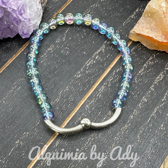 6mm dainty Aura Quartz beaded bracelet/problem solving/Capricorn/ - Picture 1 of 3